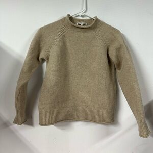 Womens Alex Mill 100% Extrafine Merino Wool Cream Crewneck Roll Neck Sweater